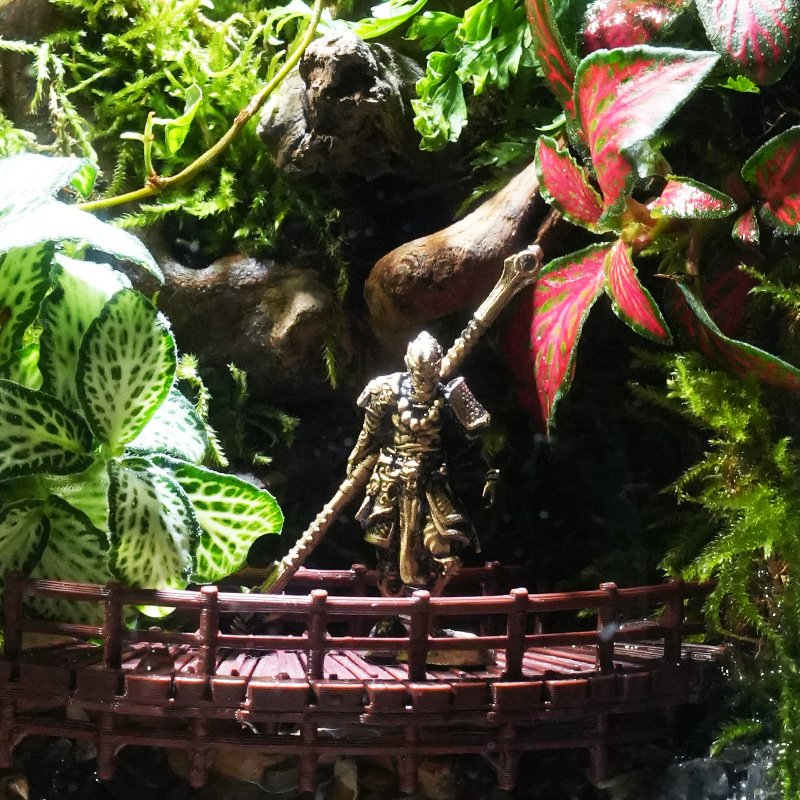 Warrior Figurine Cliff Moss Landscape Aquarium Ecosystem Jar - Image 2