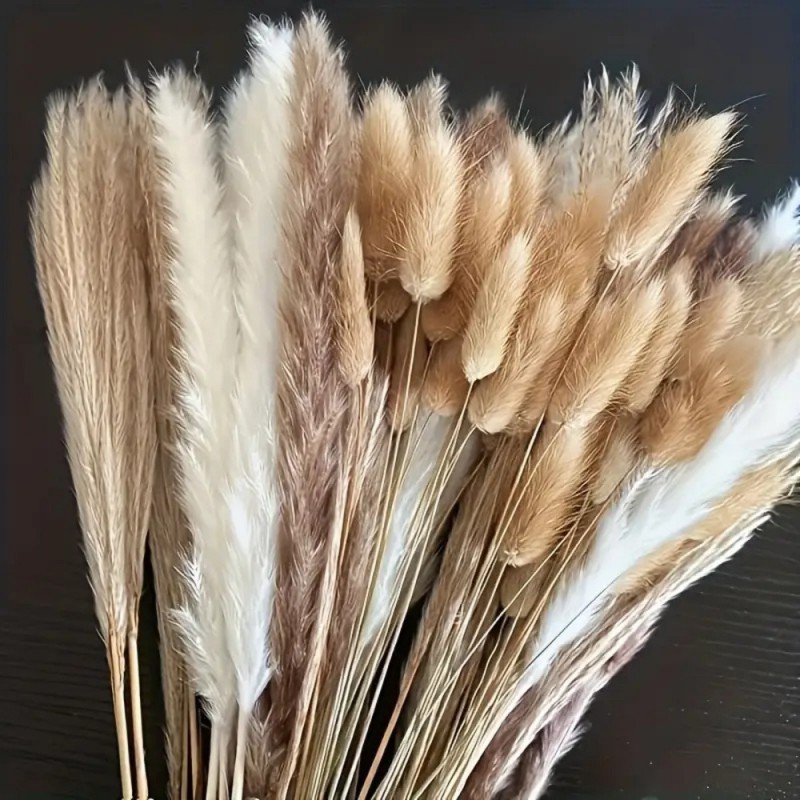 EarthyVibe 110-Piece Premium Mixed Dried Pampas Grass Bouquet - Image 3
