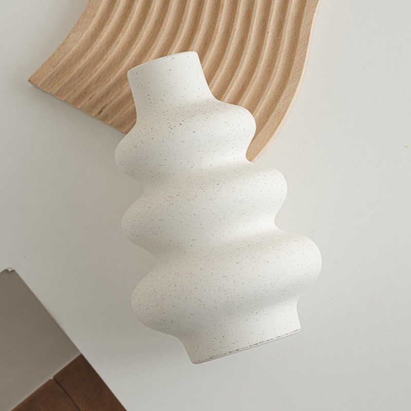 Premium Nordic Speckled Wavy Ceramic Vase Set | Minimalist Geometric Bubble Stoneware Vessel - Image 4
