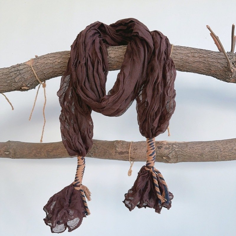 Earthbound Melodies: The Chestnut & Espresso Multi-Texture Scarf Collection - Image 6