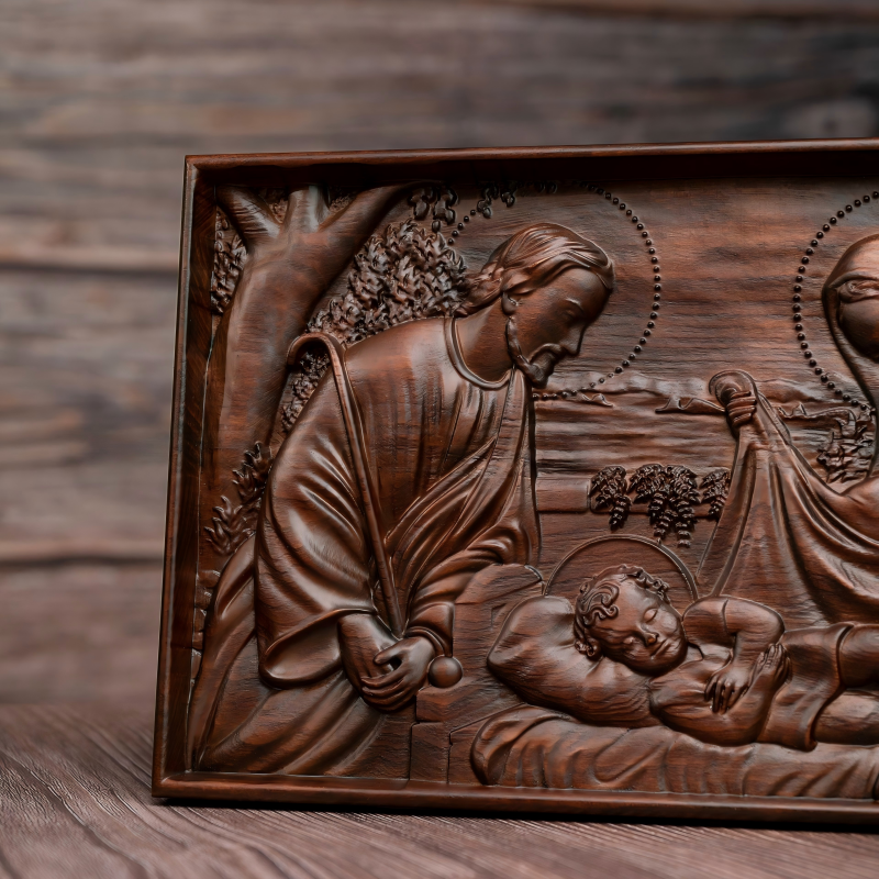 Nativity Scene Faux Wood Plaque 3D Relief Christmas Religious Wall Decor - Image 4
