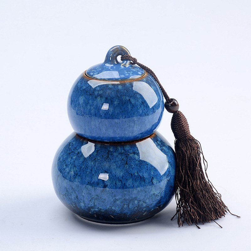 Handcrafted "Hulu" Gourd Kiln-Glazed Ceramic Tea Canister - Image 5