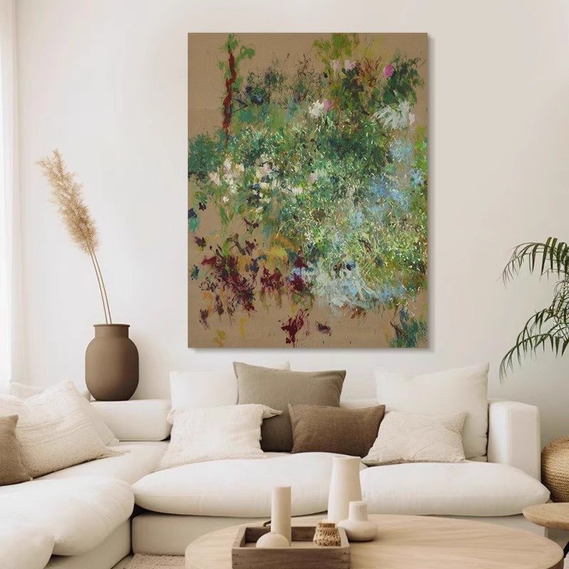 Abstract Botanical Wildflower Meadow Canvas Oil Painting Wall Art - Image 4