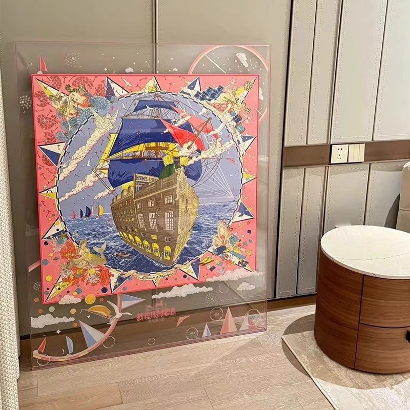 Luxury Scarf Framed Wall Art - 3D Acrylic Mounted Nautical Heritage Scarf installation - Image 4