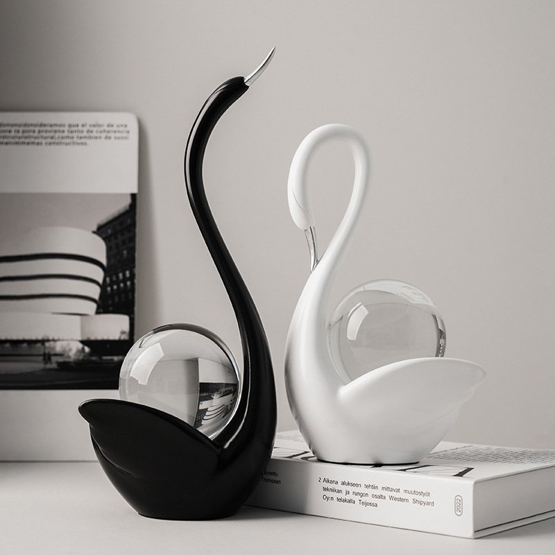 The Monolith Swan & Crystal Sphere Sculpture Set | Luxury Minimalist Art Decor - Image 5