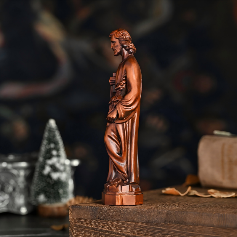 Saint Joseph the Worker Hand Carved Wooden Statue Catholic Altar Tabletop Decor - Image 4