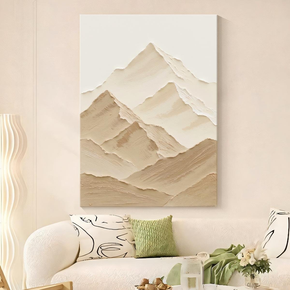 "Cream-style" abstract landscape decorative painting for the living room—featuring a 3D textured "Golden Mountain" design, hand-painted in oil. Direct-from-factory source; suitable for entryways. - Image 5