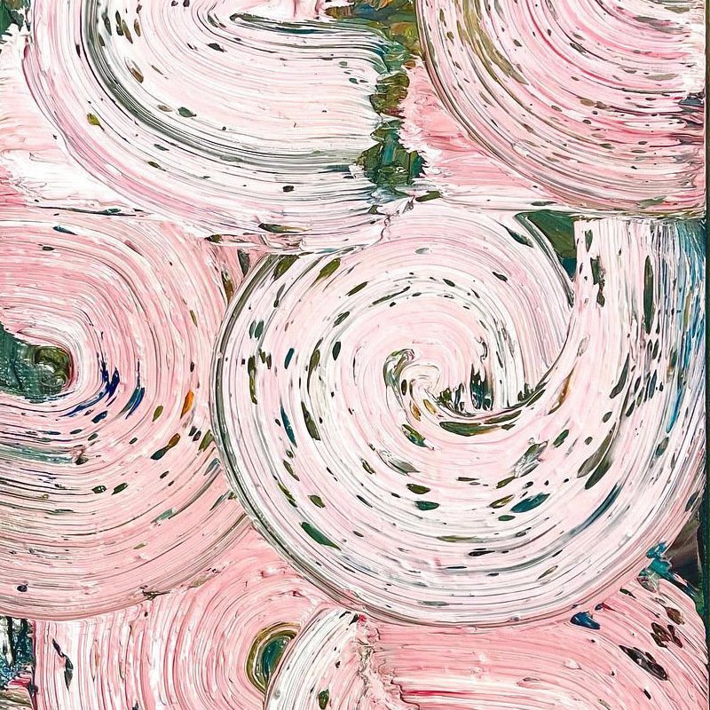 Petal Swirl: 100% Hand-Painted Kinetic Heavy Impasto Pink Abstract Canvas Art - Image 3