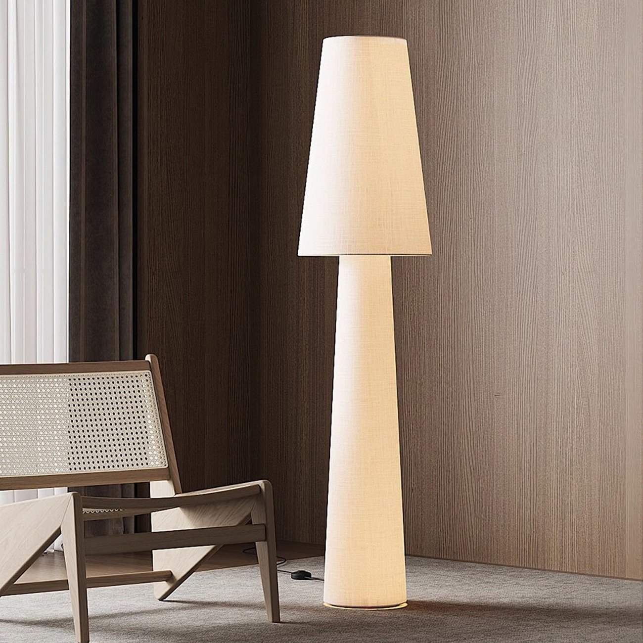 Japanese Wabi-Sabi Style Floor Lamp – Artistic & Creative Ambient Standing Light for Living Room, Bedroom, or Study (Designer Fabric Lamp) - Image 5