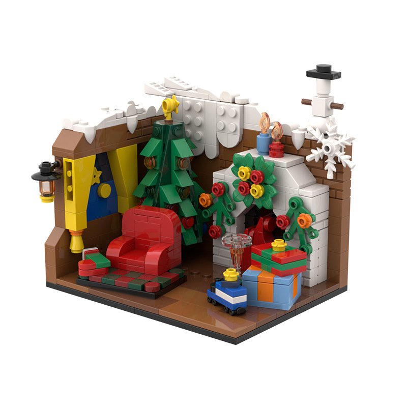 Cozy Christmas Fireplace Diorama Building Set - Image 2