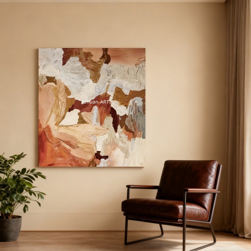 Minimalist 3D Red Rose Plaster Abstract Canvas Wall Art - Image 5