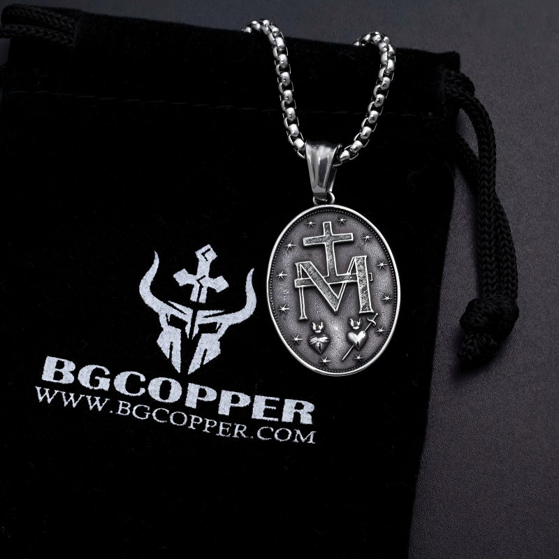 Vintage Miraculous Medal Sterling Silver Necklace, Catholic Religious Protection Jewelry - Image 4