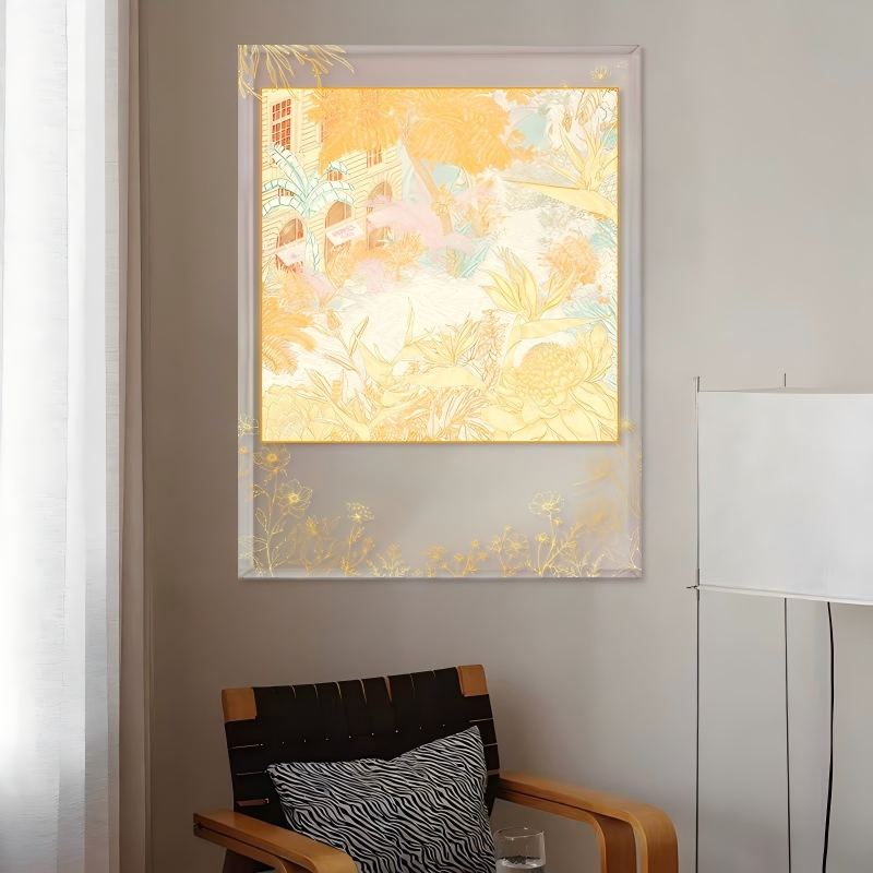 French Manor Botanical Silk Scarf Wall Art, Frosted Acrylic Shadow Box Luxury Decor - Image 4