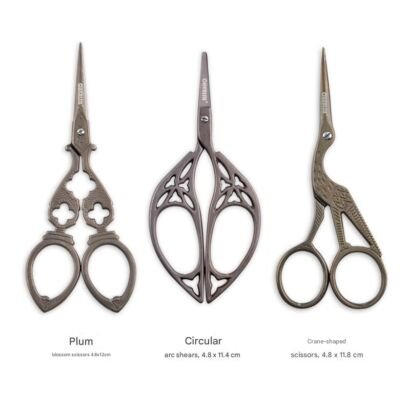 Vintage hollow carving embroidery scissors set, plum blossom, leaf, crane shaped craft small scissors