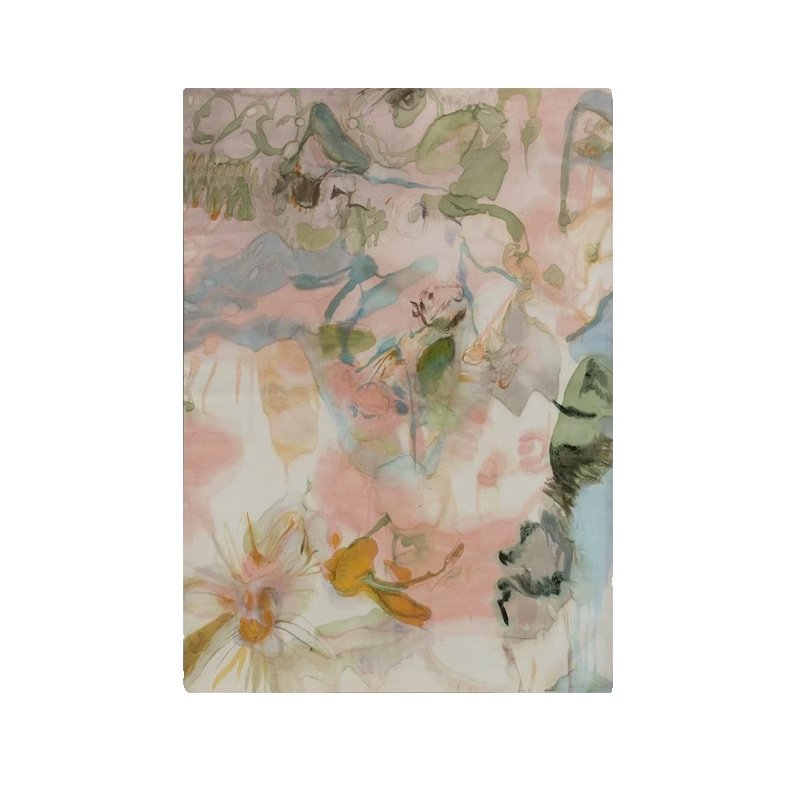 Blush Sage Abstract Ink Wash Canvas Wall Art, Wabi-Sabi Minimalist Luxury Decor - Image 3