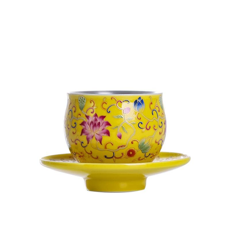 Premium Enamel-Style Porcelain & Silver Teacup Set - Image 6