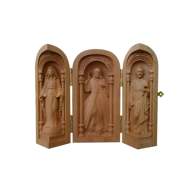 Holy Family Folding Triptych Pocket Shrine Portable Travel Prayer Altar - Image 3
