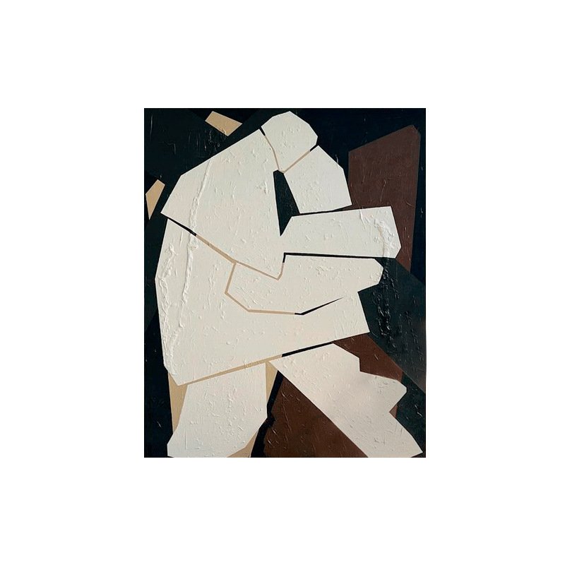 Minimalist Geometric Textured Canvas Wall Art, Heavy Impasto Abstract Block Home Decor Painting - Image 3