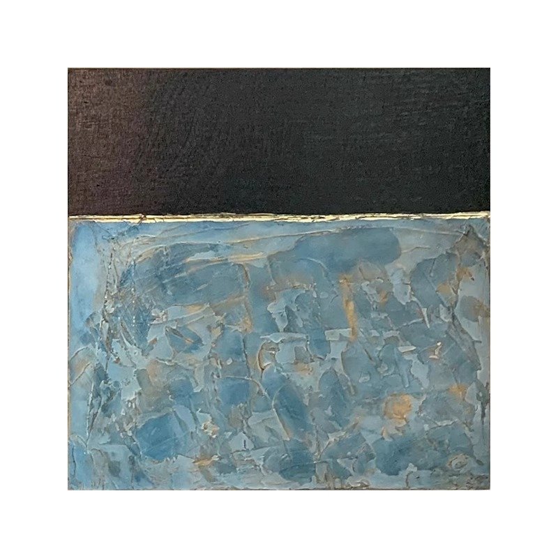 Hand-Painted Gold Leaf Plaster Mineral Textured Wabi-Sabi Abstract Canvas Wall Art - Image 3