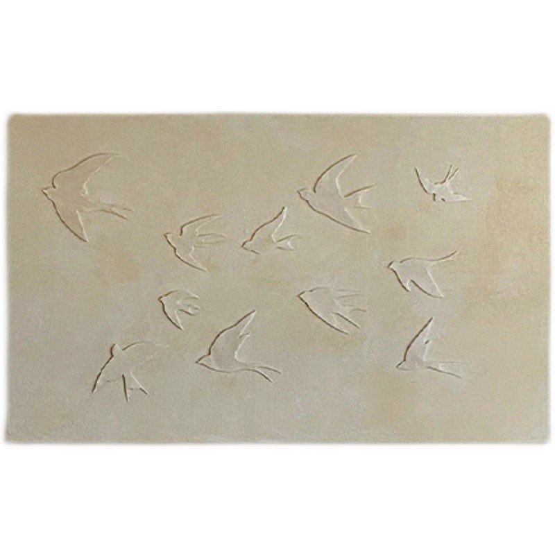 Minimalist 3D Textured Swallow Canvas Wall Art - Hand-Painted Retro Flying Birds Plaster Textural Painting for Living Room - Image 3