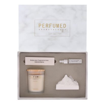 Marble Pattern Aromatherapy Gift Set, Mountain Shaped Aroma Stone, Scented Candle & Fragrance Oil Boxed Kit