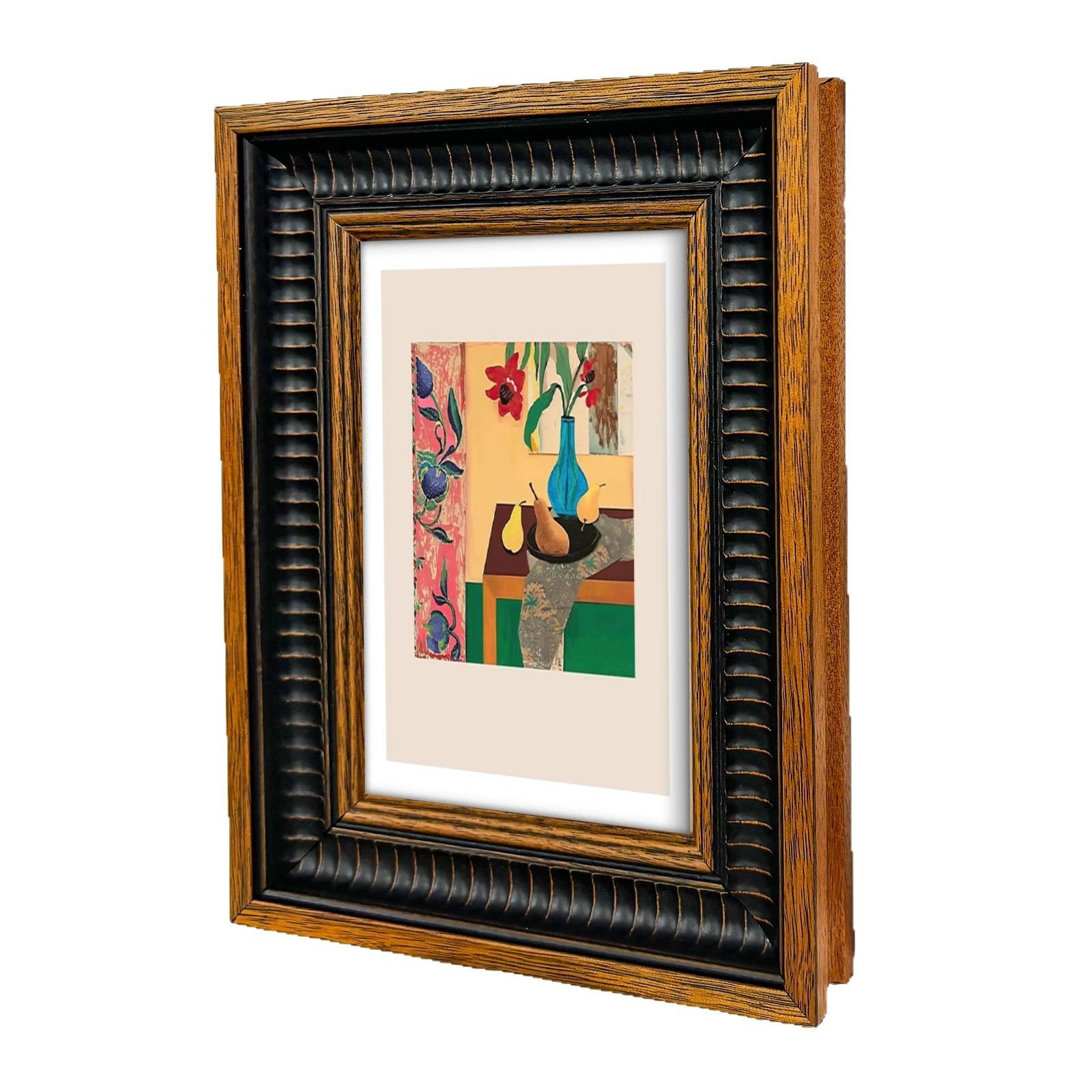 Distressed Brown & Black Fluted Gallery Frame for Wall Art - Image 4