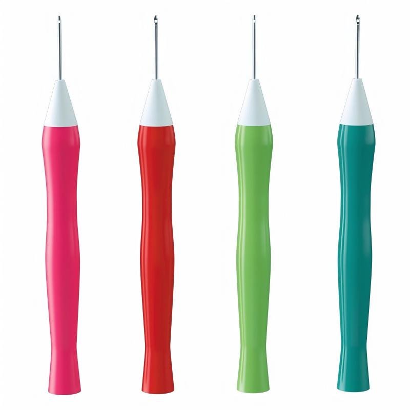 Colorful plastic handle punch needle tool set, tufting embroidery hand craft tool