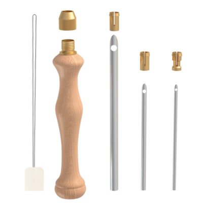 Wooden handle punch needle embroidery set, adjustable rug making punch needle tool kit with multiple needles
