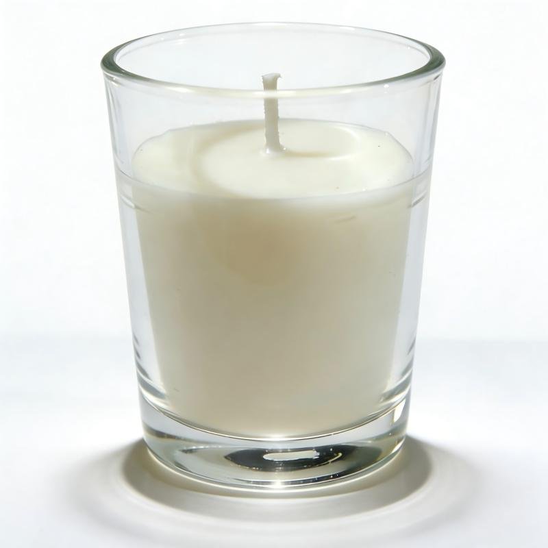 White soy wax scented candle in clear glass tumbler, simple home aromatherapy candle