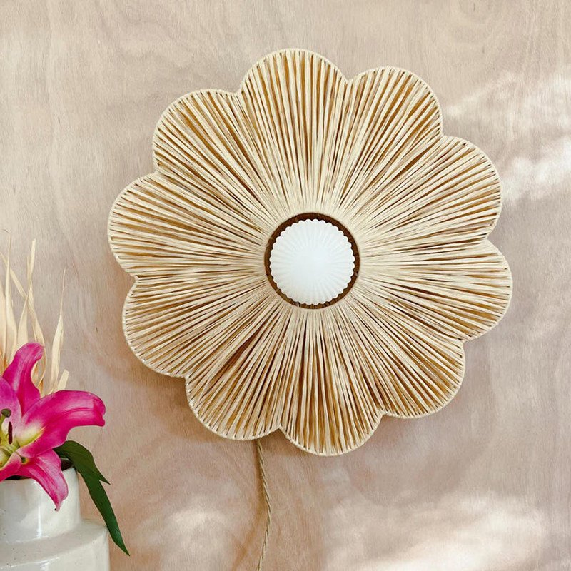 French country-style floral hand-woven wire-wrapped wall lamp; suitable for living room feature walls, villa entryways, bedrooms, and showrooms; an accent lighting piece for interior styling. - Image 2
