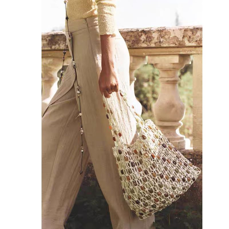 The Earth & Mesh Earthy Beaded Net Tote - Image 4