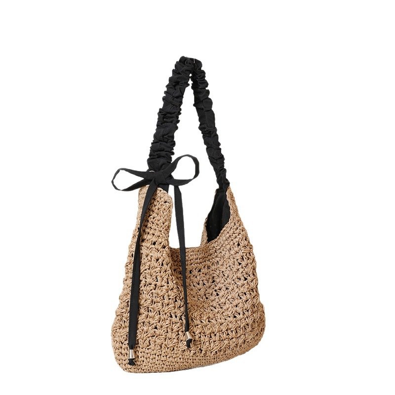 The Sorrento Scrunchie Hobo: Textural Straw Shoulder Bag - Image 4