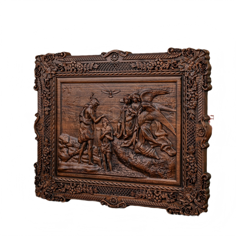 Baptism of Jesus 3D Relief Wooden Icon Baroque Framed Wall Decor - Image 5