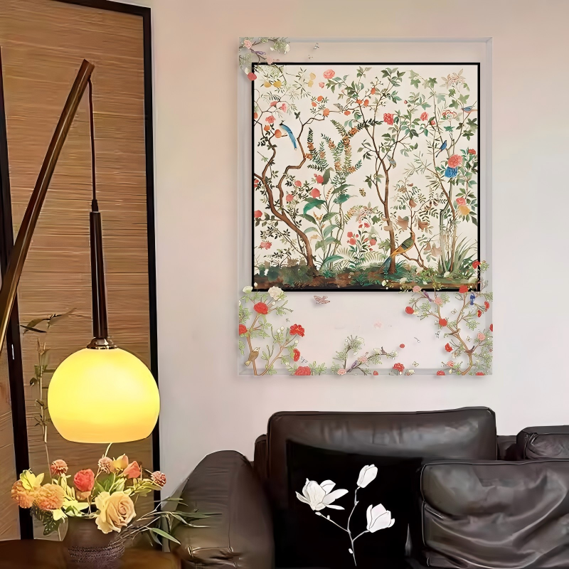 Abstract Geometric Silk Scarf Wall Art, 3D Floating Acrylic Shadow Box Minimalist Decor - Image 5