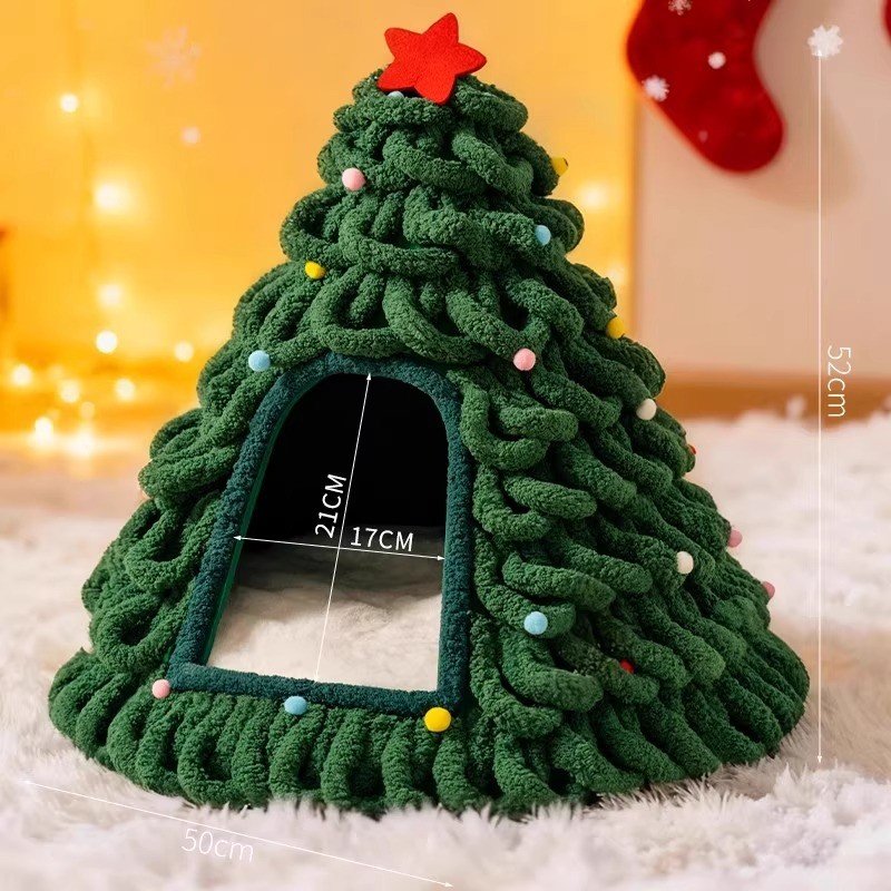 Hand-Woven Christmas Tree Cat Cave Bed - Image 7