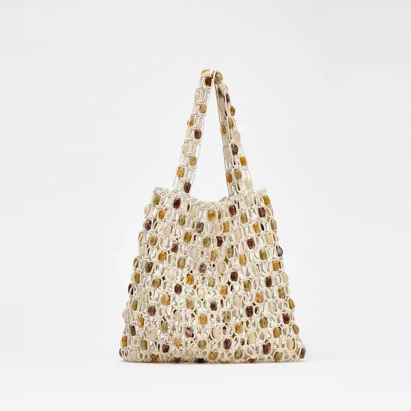 The Earth & Mesh Earthy Beaded Net Tote - Image 3