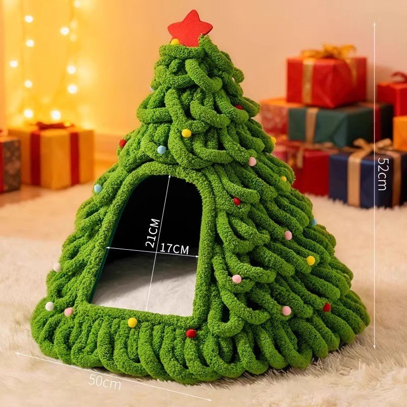 Hand-Woven Christmas Tree Cat Cave Bed - Image 8