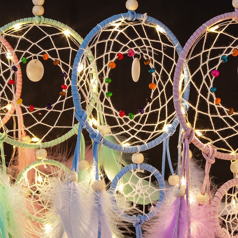 Light Pink Double-Ring Girly Dreamcatcher, Soft Pink Feather & Wood Bead Wall Hanging, Ins Cream Bedroom & Wedding Ornament, Girls Portrait Valentine Bestie Gift - Image 4